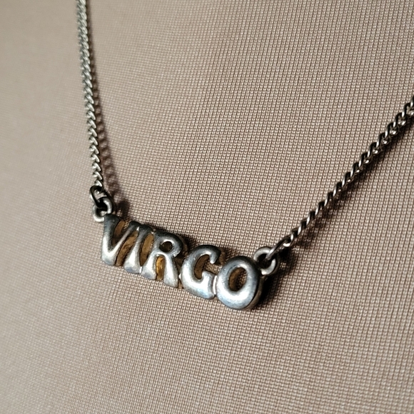 Trendy Silver Tone "Virgo" Zodiac Pendant Necklace - Picture 3 of 8